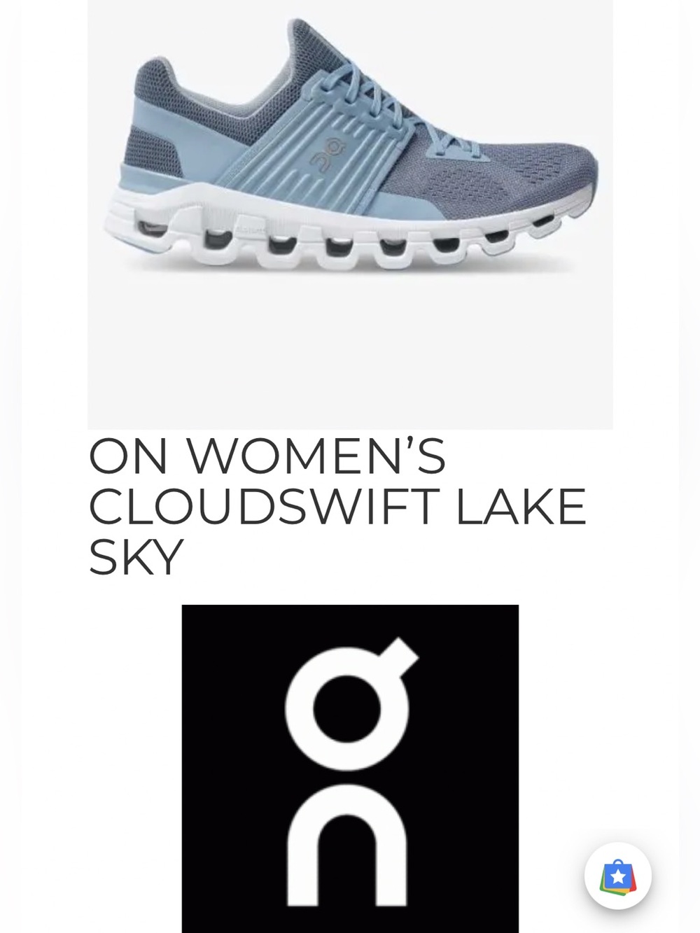On Cloudswift Womens Running 41.99578 Size 7.5M Lake/Sky Blue Like New! No Box